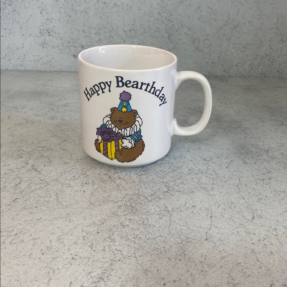 Vintage Russ Happy Bearthday Teddy Bear Birthday Coffee Mug Cup Birthday 90's